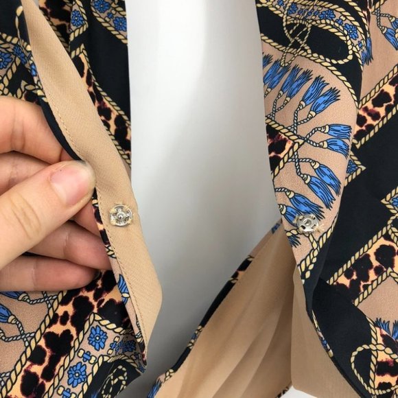 NWT Superdown Alondra Halter wrap crop top in tan blue leopard multicolor SP - Picture 8 of 15